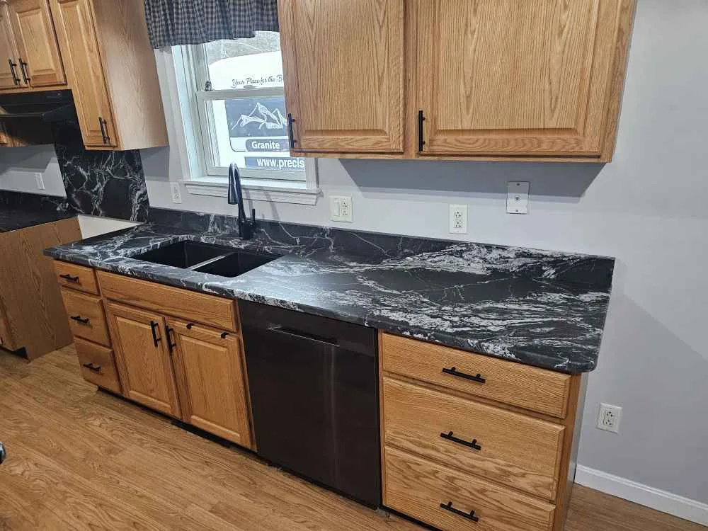 Black Forest leathered granite kitchen, Pittsfield NH