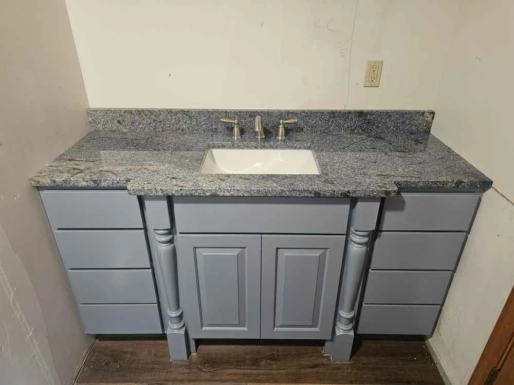 Blue Bahia granite vanity