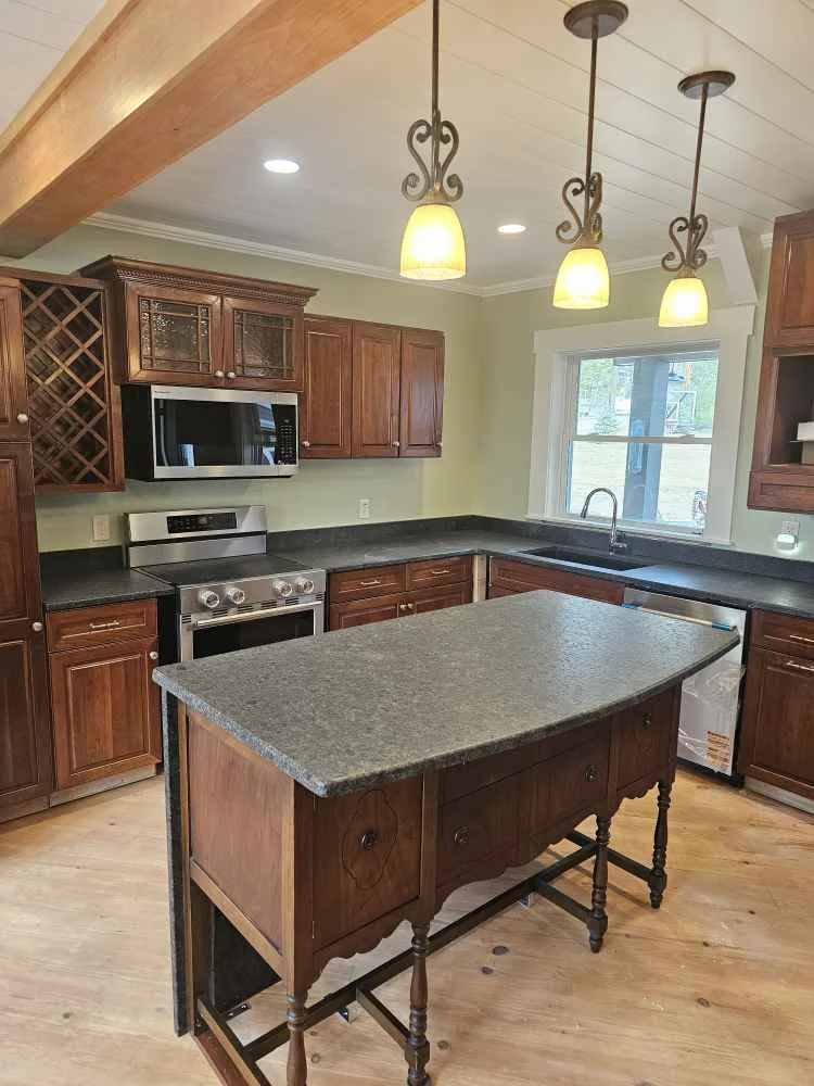 Coffee Brown leathered granite island