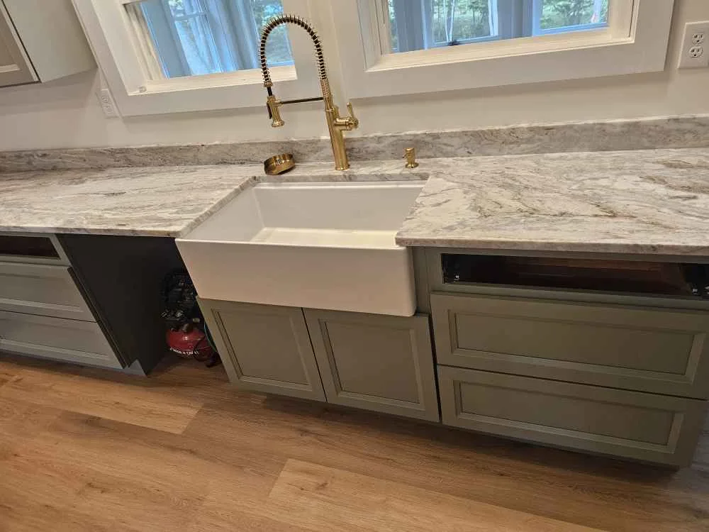 Fantasy Brown leathered granite kitchen, Newington NH