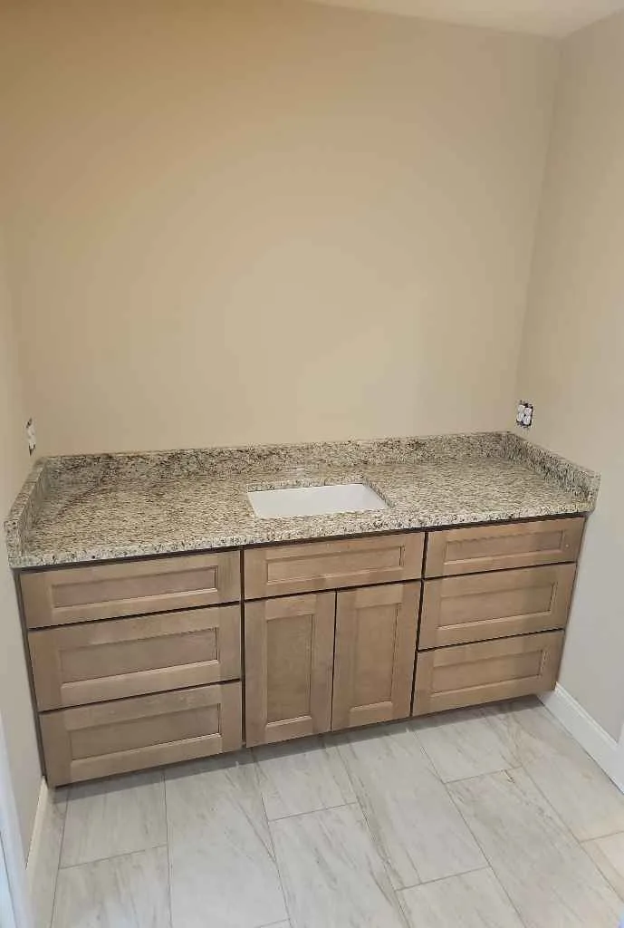 Giallo Ornamental granite vanity